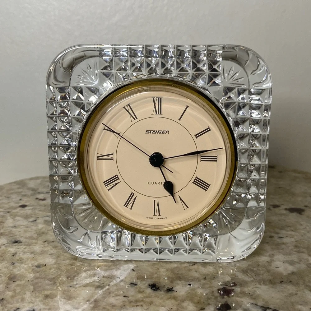 Staiger West Germany Gorgeous Crystal Desk Clock Made in France Unique & Classy